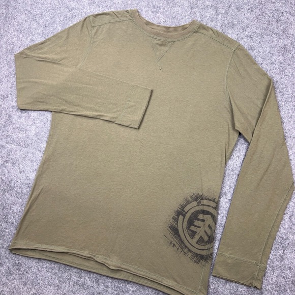 VTG Element Skateboard Shirt Men Large Olive Green Long Sleeve Skate Tee Y2K 90s - Picture 1 of 10